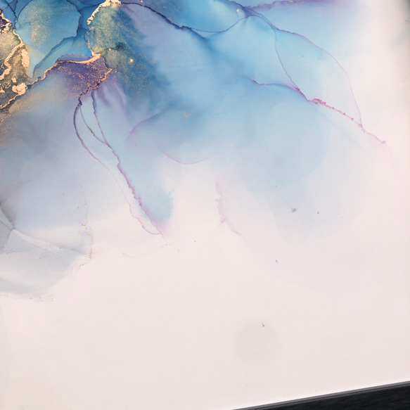 アルコールインクアート原画【A-4】青/壁掛けアート/インテリア 6枚目の画像