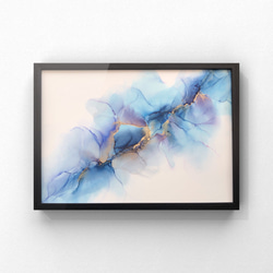 アルコールインクアート原画【A-4】青/壁掛けアート/インテリア 3枚目の画像