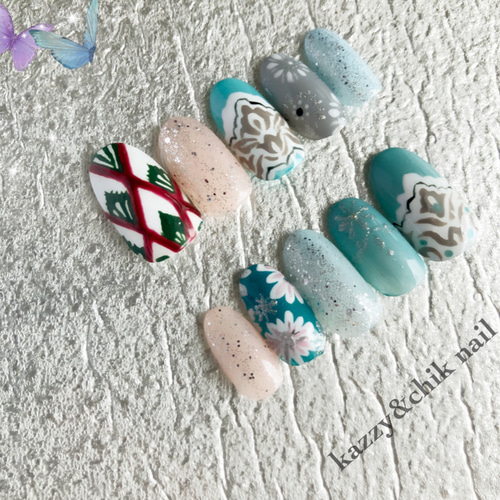 ネイルチップ オーダー 〜ターコイズ3〜 ネイルチップ（つけ爪  