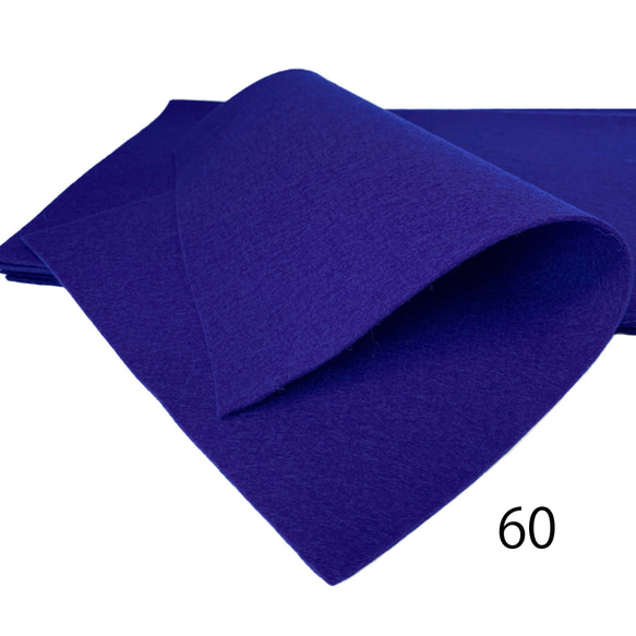 60 コバルトブルー 100％ ウール フェルト 15X20cm / 20X30cm 厚さ1