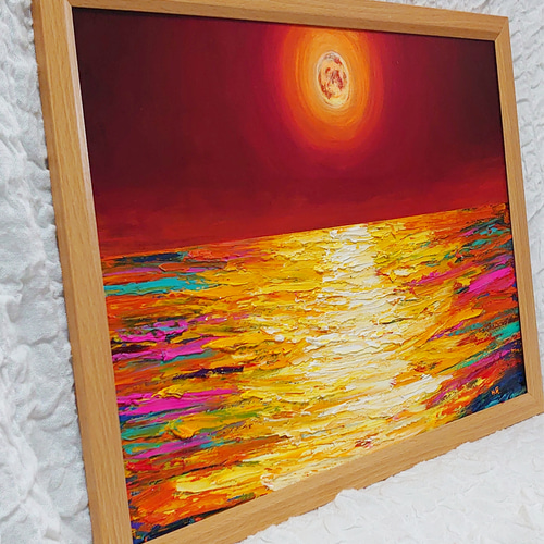 油絵 絵画 オレンジの月Ａ3 絵画 ＨＲ 通販｜クリーマ