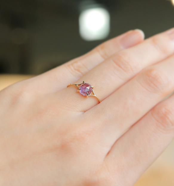 紫水晶 K10 戒指玫瑰式切割 ~VALOA~ 二月生日石 第4張的照片