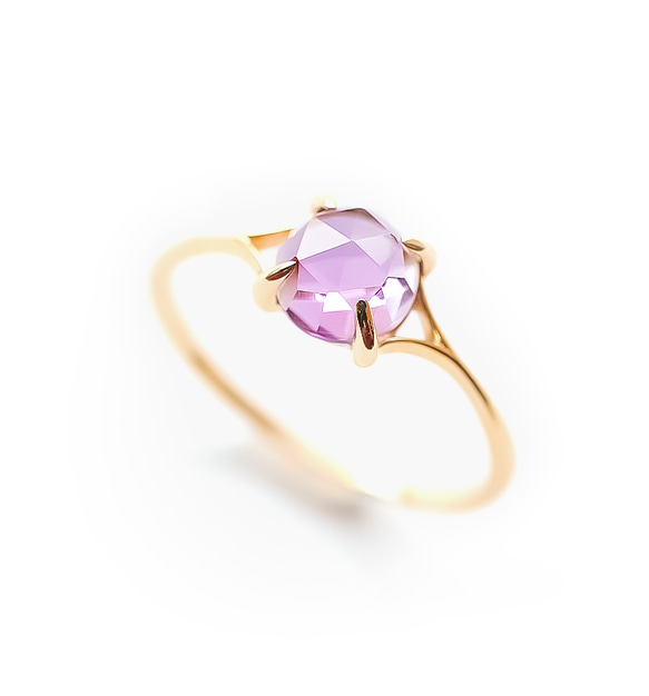 紫水晶 K10 戒指玫瑰式切割 ~VALOA~ 二月生日石 第1張的照片