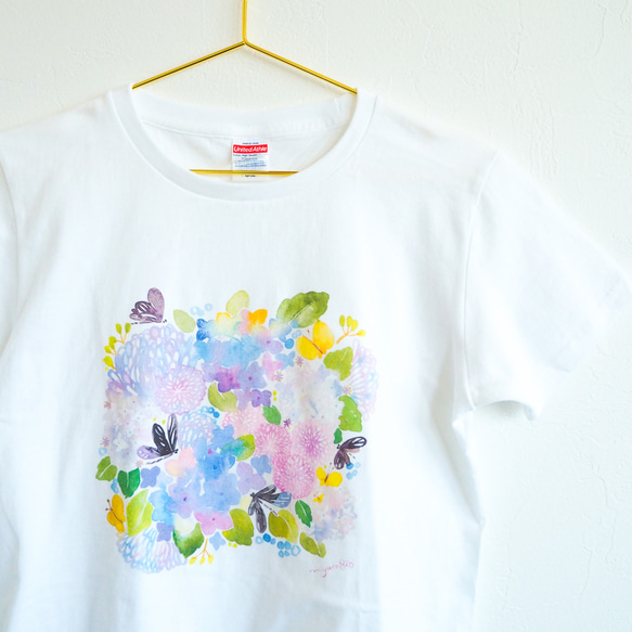 Tシャツ「ハグロトンボと紫陽花」 1枚目の画像