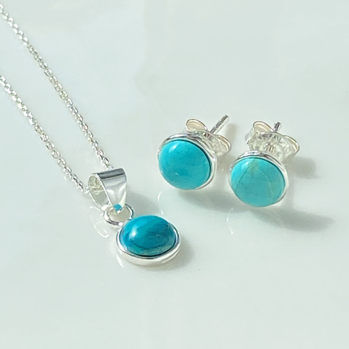 天然石ターコイズSV925 スタッドピアス ピアス（スタッド・一粒