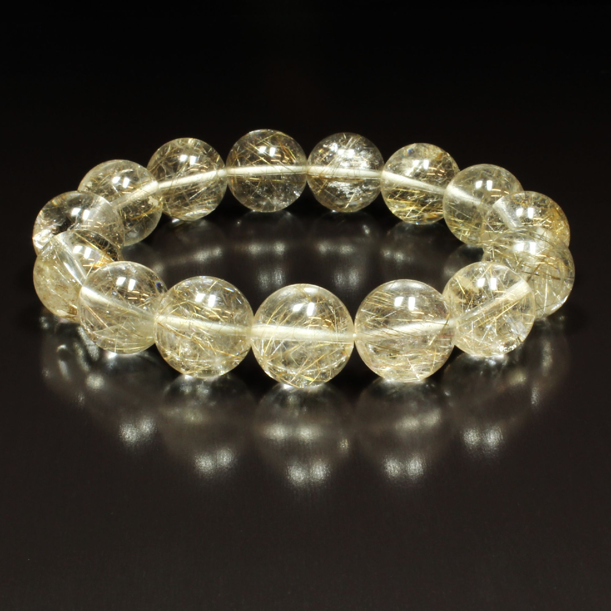 【ルチルと虹の融合が素晴らしい】１４ミリ 一点物 シルバールチルブレスレット ＰＳｉｒ２３ ギフトセット 作品動画あり