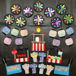 ♥C♡屋台付き夏飾り*お祭り*花火セット**☆♡夏飾り*他、色々夏*秋飾り*♡♥ 壁面飾り 花火と一緒に楽しむ屋台セット☆ 生地 Saki's factory☆ 通販