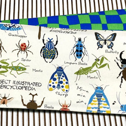 白地に昆虫イラスト柄　半幅帯長尺リバ 4枚目の画像