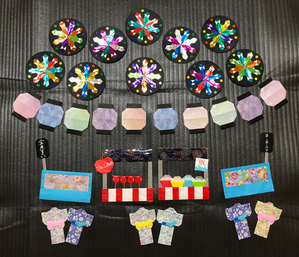折り紙 壁面 ❁ 夏祭りセットC 花火 屋台 その他素材 RIKAIP