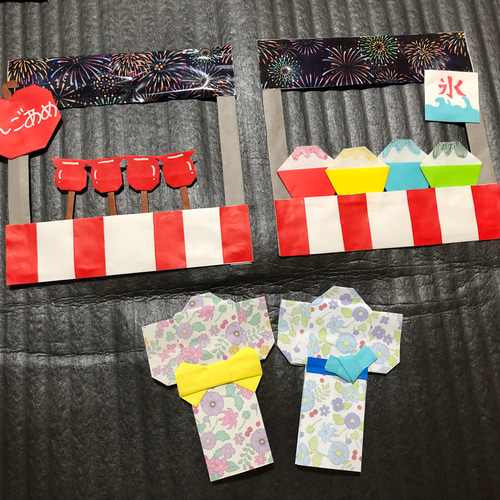 ♥C♡屋台付き夏飾り*お祭り*花火セット**☆♡夏飾り*他、色々夏*秋飾り*♡♥ Amazon.co.jp: 夏祭り装飾 あざやか花火プリーツハンガー L180cm