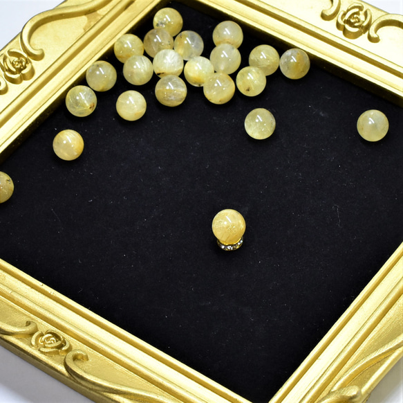 粒売りゴールドルチルクォーツ 7ｍｍ玉 ハンドメイド お守りにも 金銭運・天然石 5枚目の画像