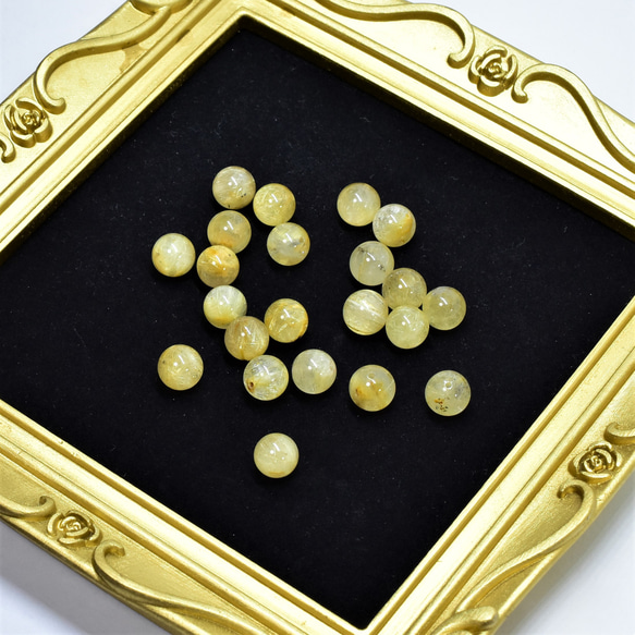 粒売りゴールドルチルクォーツ 7ｍｍ玉 ハンドメイド お守りにも 金銭運・天然石 3枚目の画像