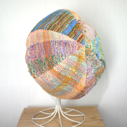 【個性的】さをり織り カラフルベレー帽子　春夏糸 2color 4枚目の画像