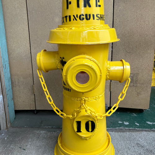 オリジナル消火栓風立水栓カバーエイジングイエロ