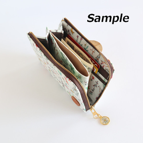 リバティ☆L字ファスナーミニ財布☆ラミネート☆Yoshie(ヨシエ)ダーク  