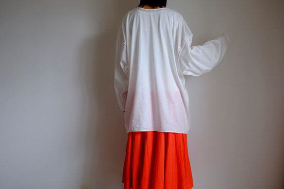 ビックヘンリーネック カットソー / パイピング /ハイゲージ コットンニット【 オフ白に赤ステッチ 】 コットン 袖口