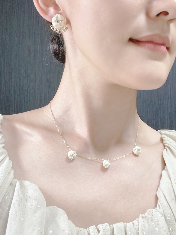 【２点セット】ハレの日アクセサリー　イヤリングorピアス＋ネックレス 2枚目の画像