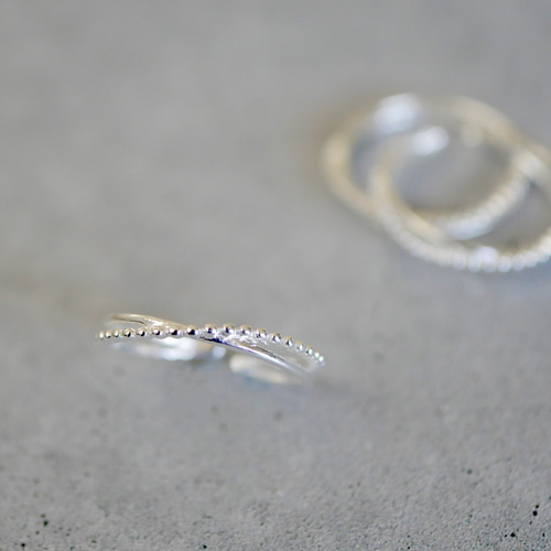 ○オープンリング＆イヤーカフ○シルバー925／華奢クロスリング