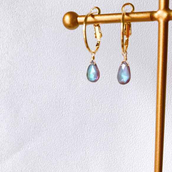 十一月誕生石黃玉：極光繡球花色神秘黃玉環狀耳環（14kgf、鈦等） 第7張的照片