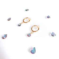 十一月誕生石黃玉：極光繡球花色神秘黃玉環狀耳環（14kgf、鈦等） 第6張的照片