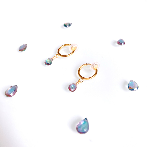 十一月誕生石黃玉：極光繡球花色神秘黃玉環狀耳環（14kgf、鈦等） 第6張的照片