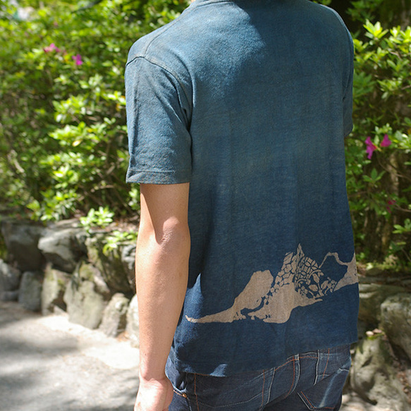 ヘンプコットンTシャツ（半袖）【山小紋】 藍渋染め 3枚目の画像
