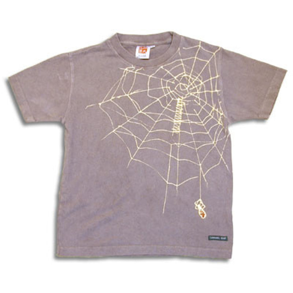 ヘンプコットンTシャツ（半袖）【蜘蛛の巣】 柿渋染めと鉄媒染 2枚目の画像