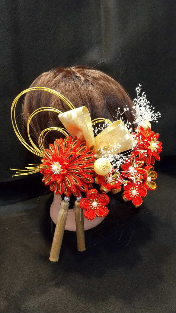 受注製作｣つまみ細工&水引&ドライフラワー成人式、卒業式、七五三の髪