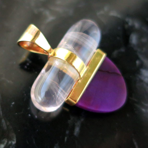 【送料無料】スギライト＆ローズクォーツK14ペンダント・ネックレス ｜天然石ジュエリー