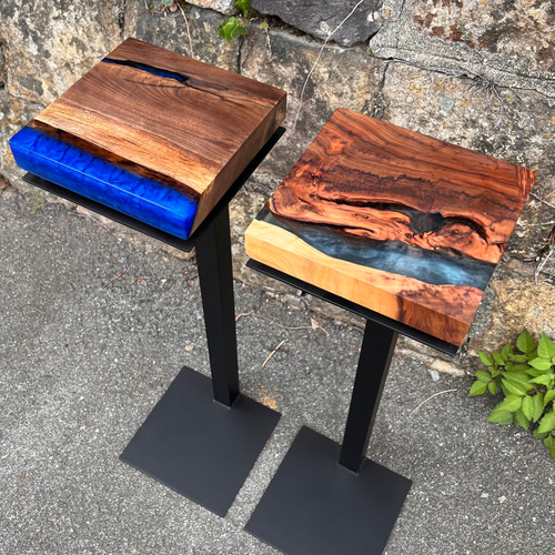 ウッドレジン スタンド サイドテーブル サイドテーブル 【 w i r e