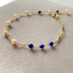 « Rienne » ラピスラズリと淡水真珠のブレスレット bracelet+ /ac291 4枚目の画像