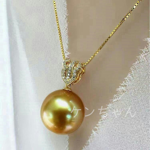 美品 大粒 14mm アコヤ 真珠 パール K18 ネックレス 40cm 箱5 古法金 