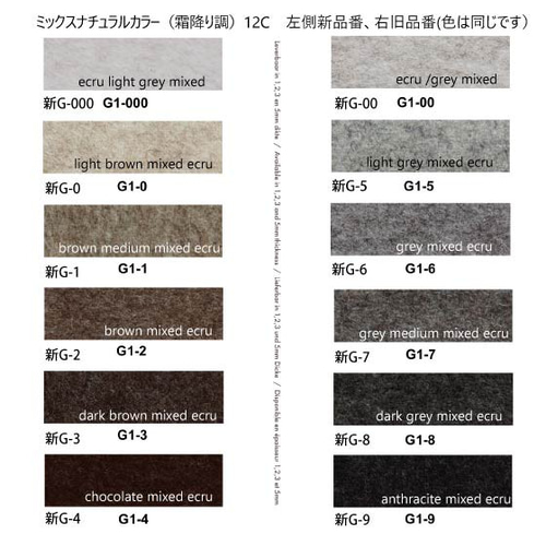G-00(旧G1-00）ライトグレーミックス 100％ ウール15X20cm