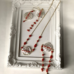 マザーオブパール＆サルディーニャ珊瑚のネックレス 4枚目の画像
