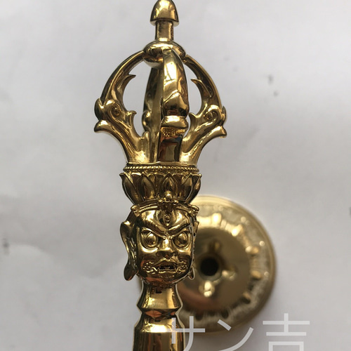 密教法具 川派穢迹金鋼撅 五鈷金剛杵 寺院用仏具 真鍮製 vajra 18.5cm 