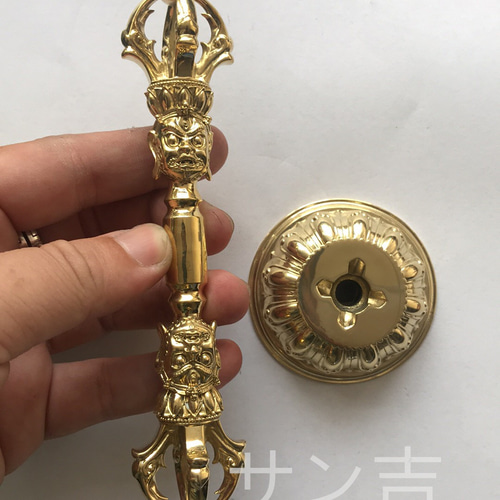 密教法具 川派穢迹金鋼撅 五鈷金剛杵 寺院用仏具 真鍮製 vajra 18.5cm 