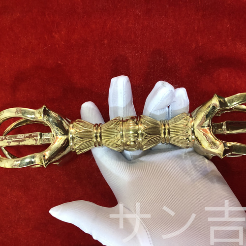 密教法具 真言宗金剛杵 五鈷杵 寺院用仏具 真鍮製 vajra 24cm その他
