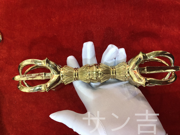 密教法具 真言宗金剛杵 五鈷杵 寺院用仏具 真鍮製 vajra 24cm その他
