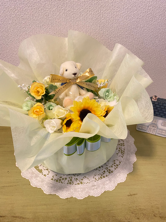Grandma おむつケーキ ひまわり1段 sunflower 　出産祝いに　 3枚目の画像