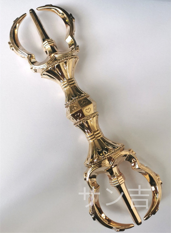 チベット密教法器 弘法大師 三鈷杵 愛心杵 金剛杵 真鍮製 vajra 23cm チベット密教法器 弘法大師 三鈷杵 愛心杵 金剛杵 真鍮製 vajra