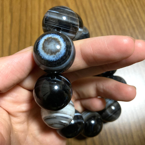 超大玉！約18mm玉 黒天眼石の天然石ブレスレット！ ブレスレット