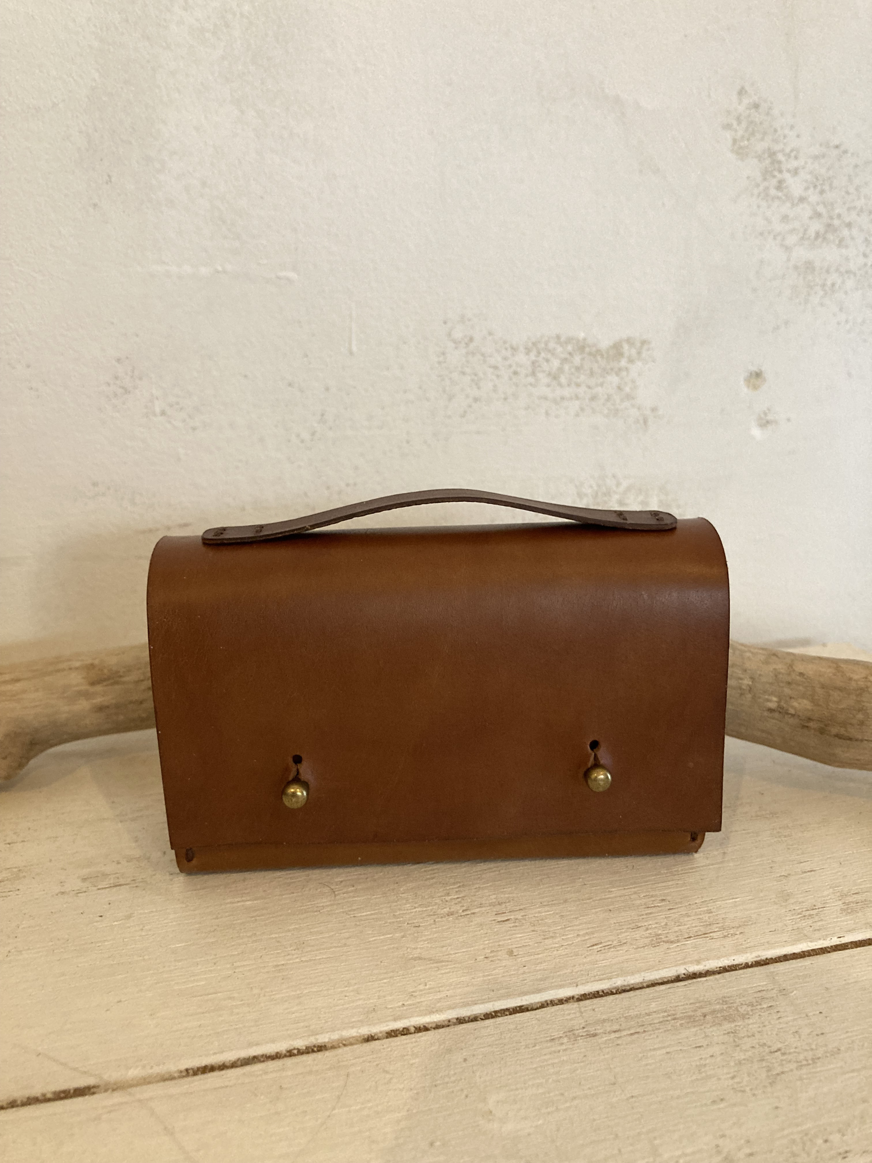 トランク　財布　革財布　ハンドメイド　コーヒー染め