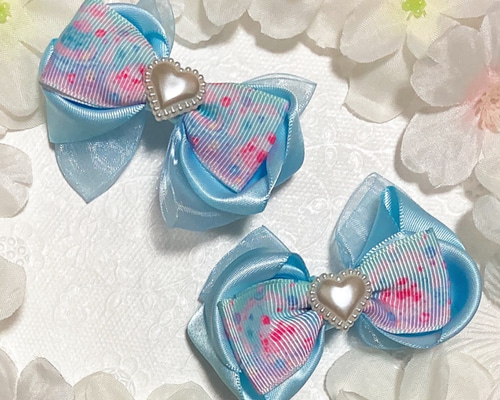 2個セット！繰り返し使える♪ハートパールとサテン・オーガンジー