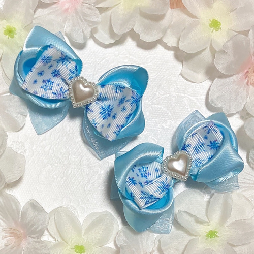 最後オーガンジー17ビッグリボンクリップオーガンジーサテン2重生地夢