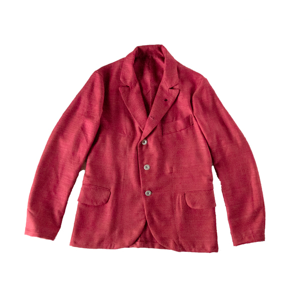 レッド(赤)イギリス製デッドストックシルク、テーラードジャケット 在庫ありサイズM,XXL レッド イギリス製デッドストックシルク テーラードジャケット 在庫ありサイズM XXL この商品は 胸周り cm着丈 cm肩幅 cm袖丈 cm 仕立て