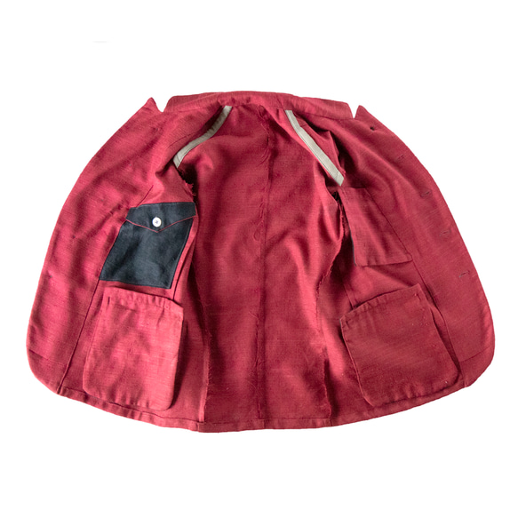 レッド(赤)イギリス製デッドストックシルク、テーラードジャケット 在庫ありサイズM,XXL レッド イギリス製デッドストックシルク テーラードジャケット 在庫ありサイズM XXL この商品は 胸周り cm着丈 cm肩幅 cm袖丈 cm 仕立て