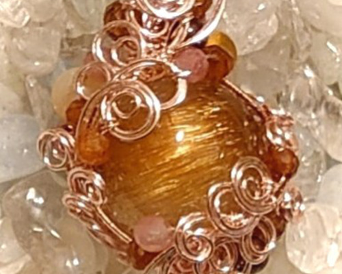 宝石質 ヴィーナスヘアオレンジルチル（11mm） ペンダント