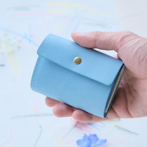 今いい財布 三つ折り ミニ財布 スカイブルー 三つ折り財布 filho