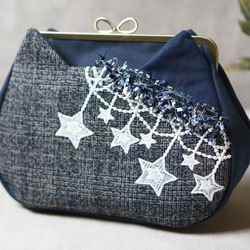 【受注制作】スピカ アズネコがま口バッグ【夜空】 2枚目の画像