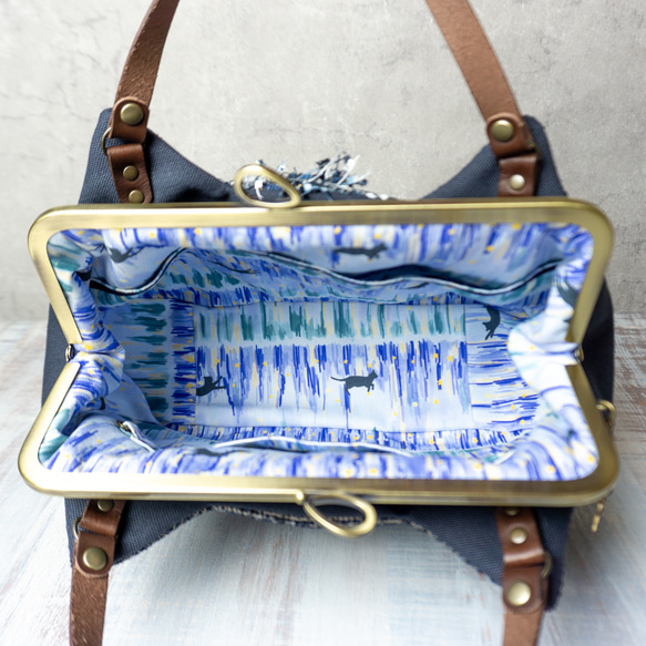 【受注制作】スピカ アズネコがま口バッグ【夜空】 7枚目の画像